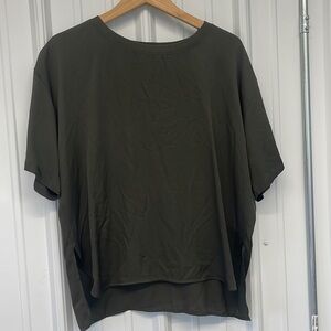 Theory Womens Beymia Modern GGT Blouse top shirt New Fatigue Green